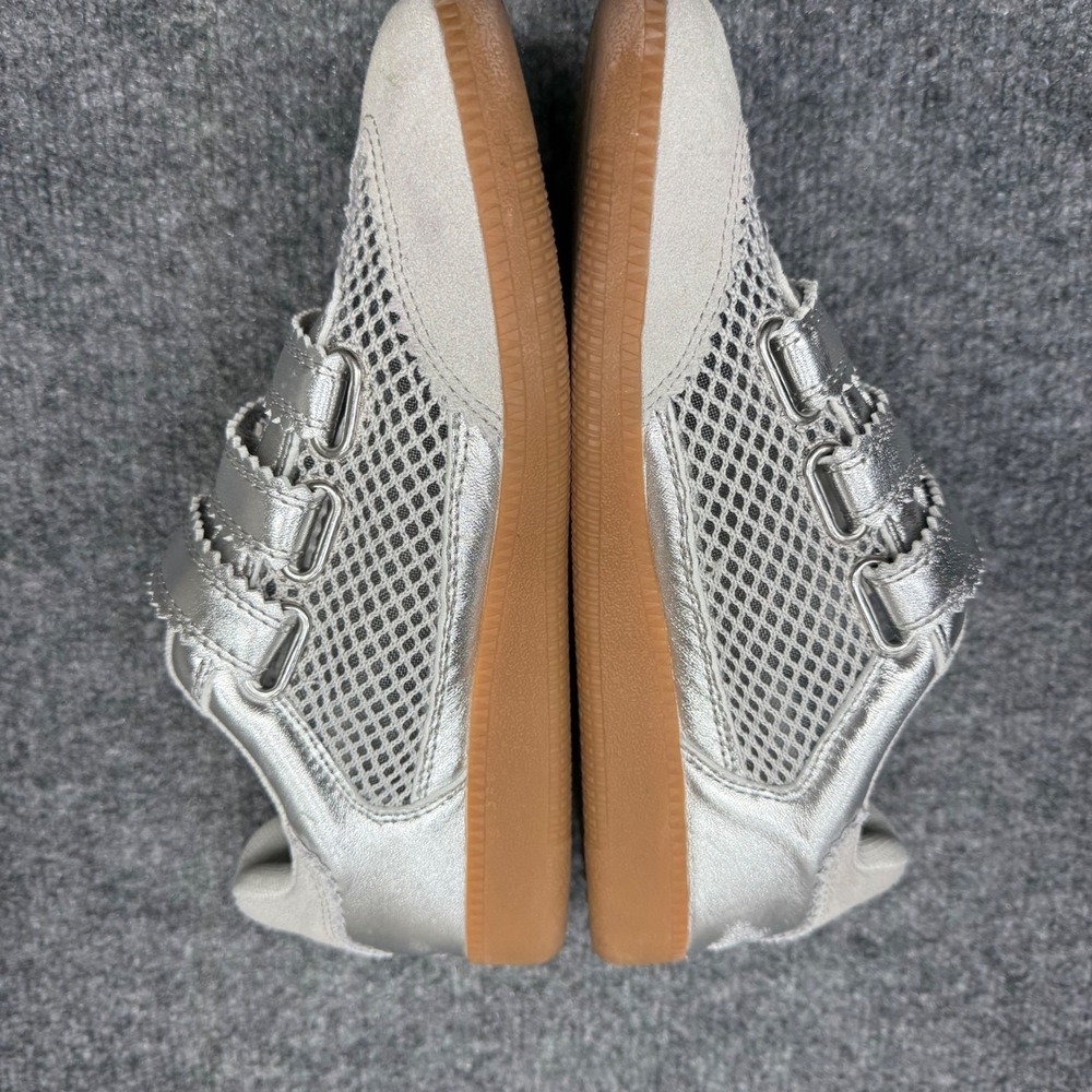 Silent D Womens Silver Metallic Mesh Triple Strap Gum Sole Sneakers Retro Shoes - Picture 7 of 9